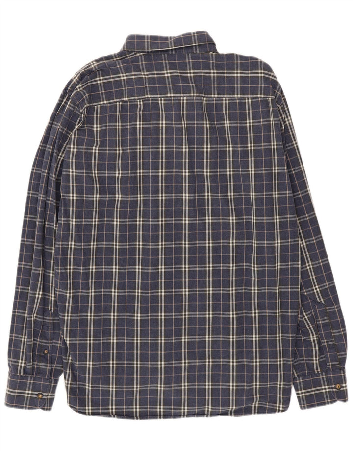 Camisa Benetton Hombre 2XL Algodón A Cuadros Azul Marino