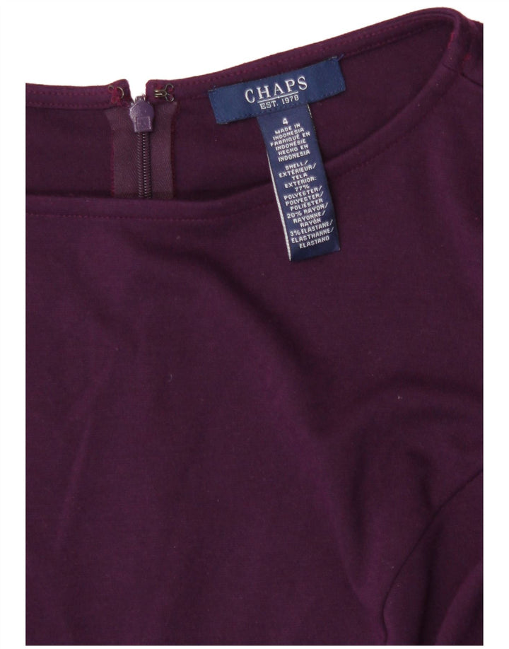 Chaps Vestido de manga 3/4 para mujer US 4 pequeño poliéster morado