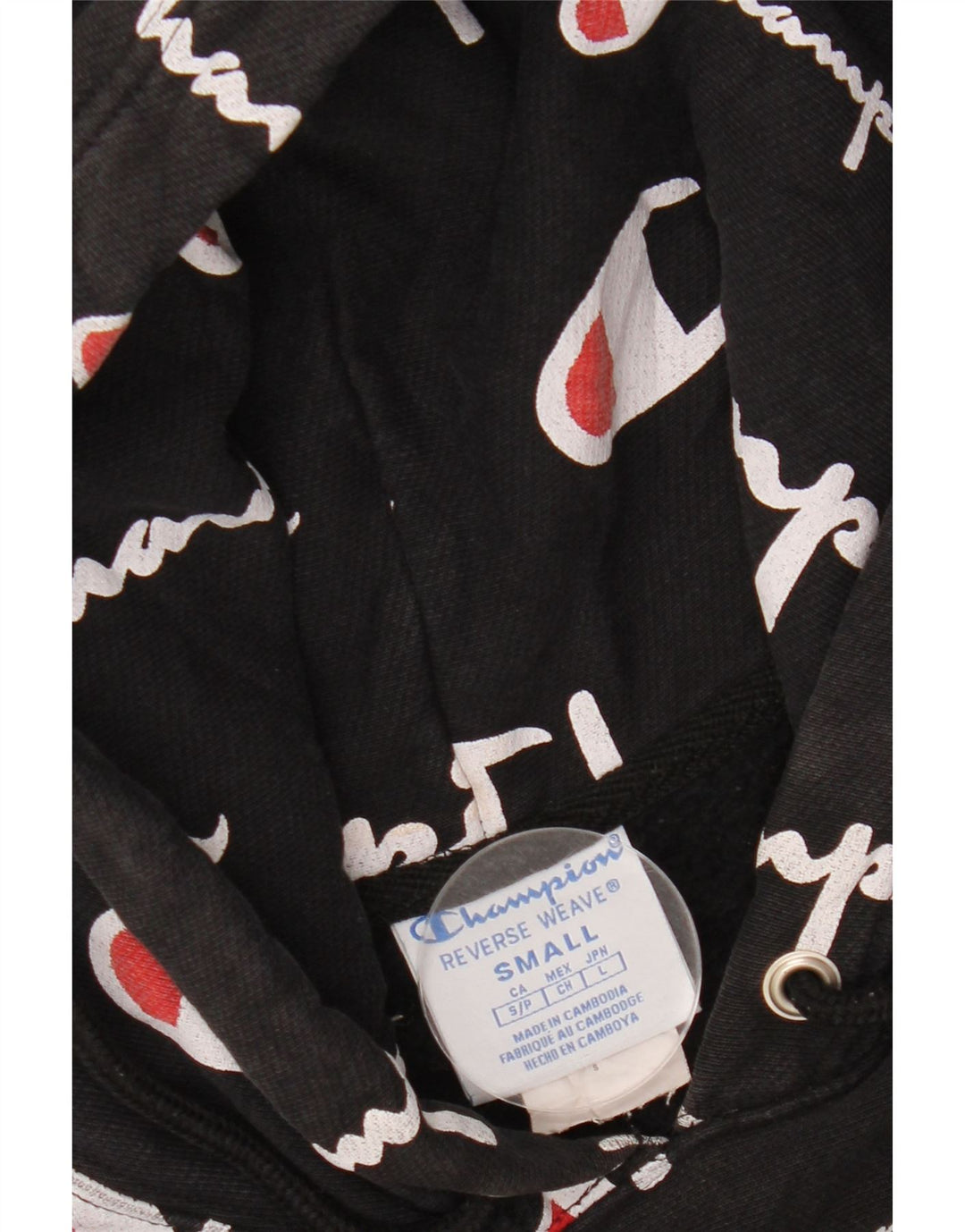 CHAMPION Jersey con capucha y gráfico de tejido inverso para hombre Pequeño Algodón negro