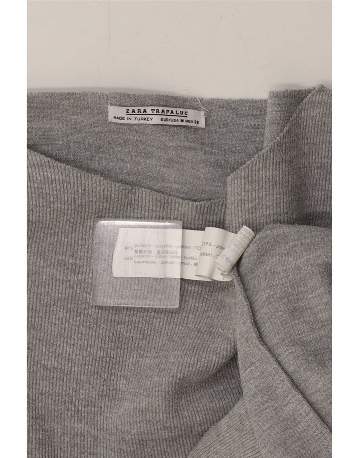 Zara Mujer Trafaluc Top Manga Larga UK 44 Poliéster Gris Medio