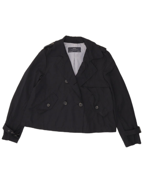 Zara Mujer Chaquetón UK 44 Medio Azul Marino Poliéster