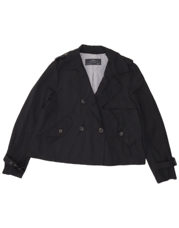 Zara Mujer Chaquetón UK 44 Medio Azul Marino Poliéster
