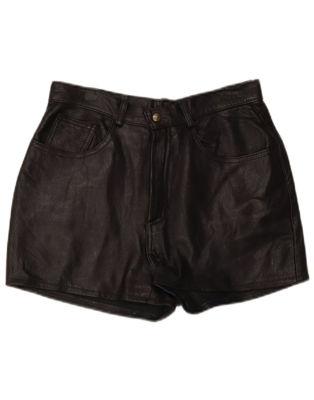 Pantalones cortos de cuero vintage para mujer W28 Negro medio