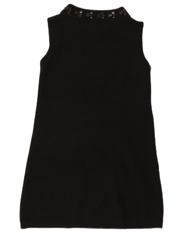 Zara Mujer Vestido Jersey Sin Mangas UK 42 Medio Negro Acrílico