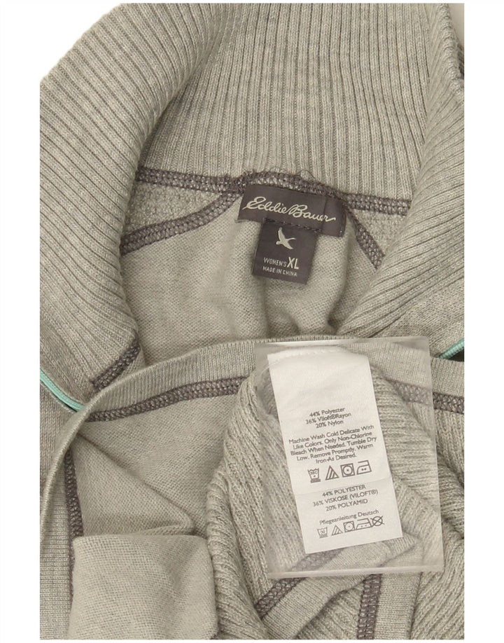EDDIE BAUER Jersey con cuello y cremallera para mujer UK 40 XL Poliéster gris