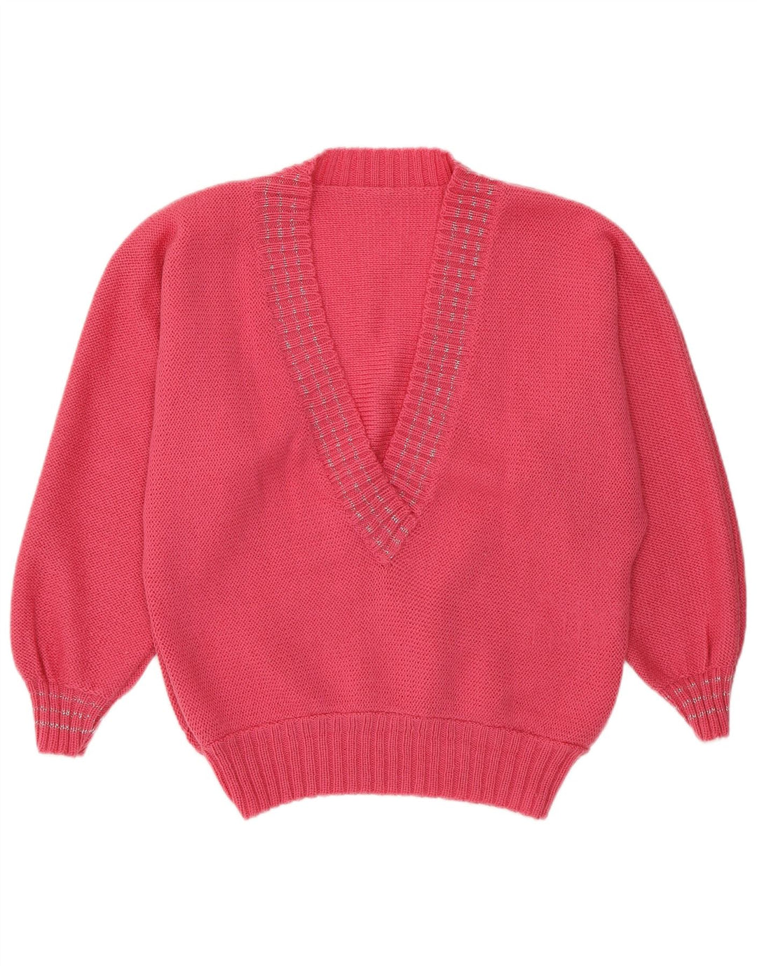 VINTAGE Mujer V-Cuello Jersey Suéter Reino Unido 14 Rosa Medio