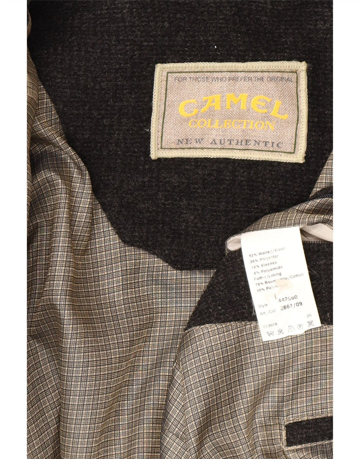 CAMEL ACTIVE Chaqueta tipo blazer de punto con 3 botones para hombre UK 40 Large Grey Wool