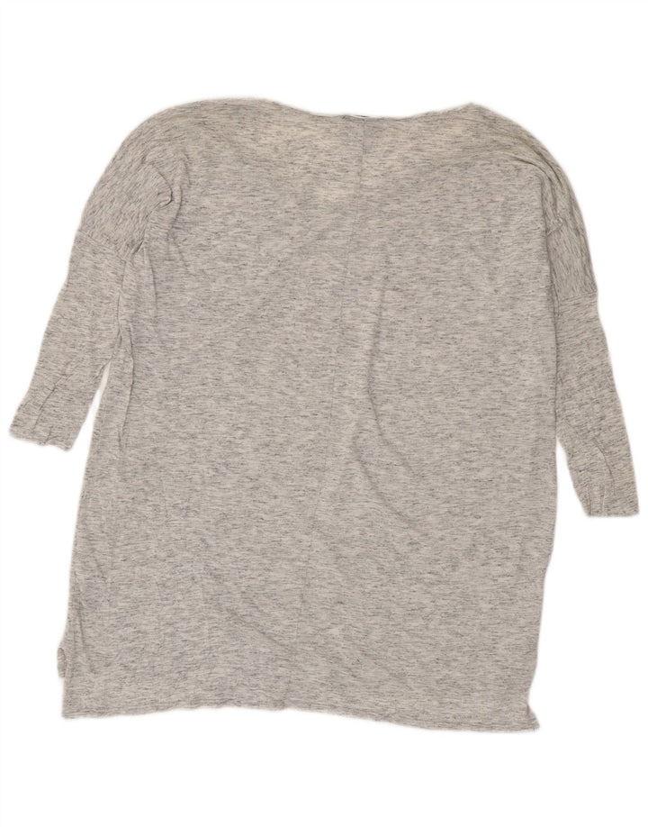 Topshop Top extragrande para mujer, manga 3/4, talla 8, viscosa gris moteada pequeña