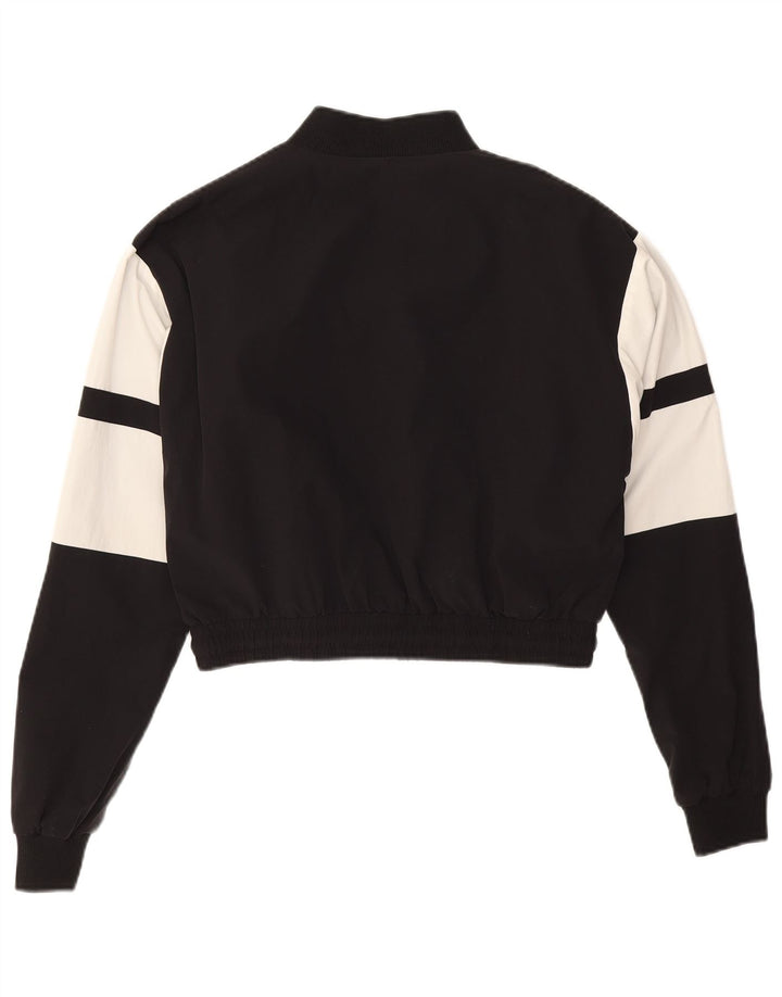 Ellesse Mujer Crop Chándal Top Chaqueta UK 40 Small Negro Colorblock