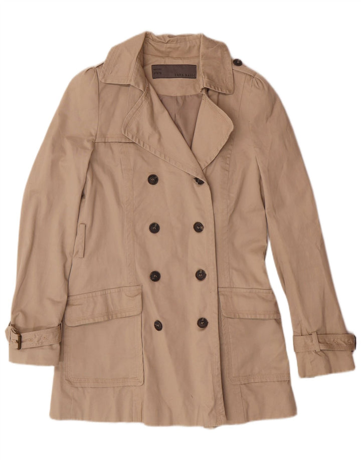 ZARA Gabardina Mujer UK 10 Small Algodón Beige