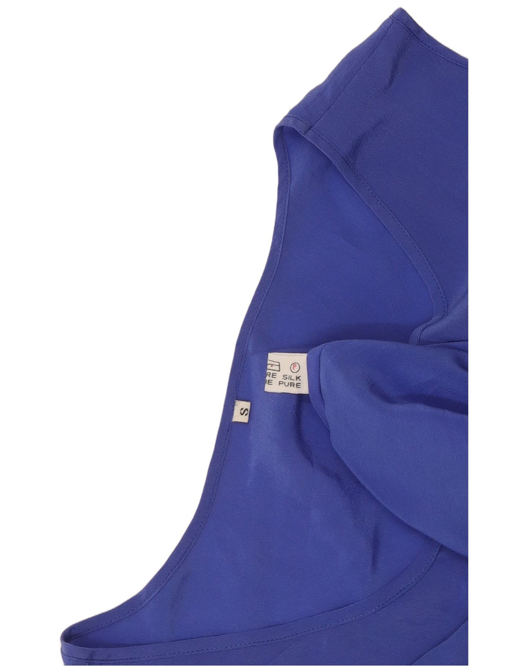 Vintage mujeres ver a través del chaleco Top Reino Unido 8 pequeña seda azul