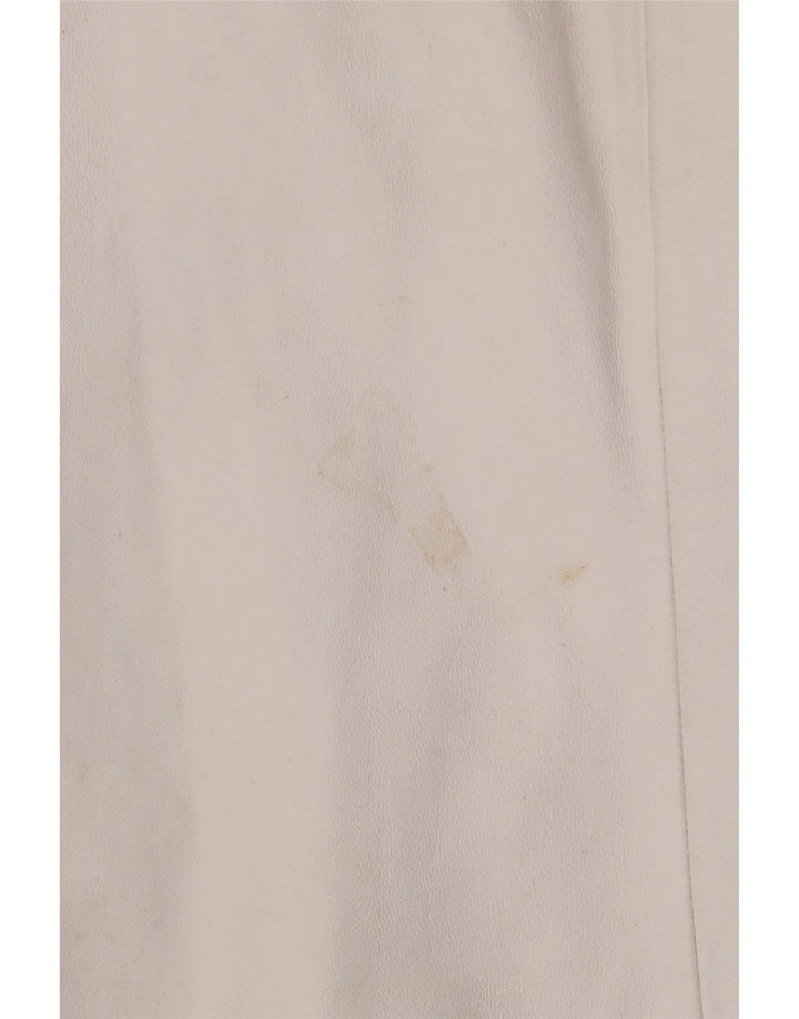 Arlen Ness Chaqueta motera de cuero para mujer UK 18 XL Cuero blanco roto