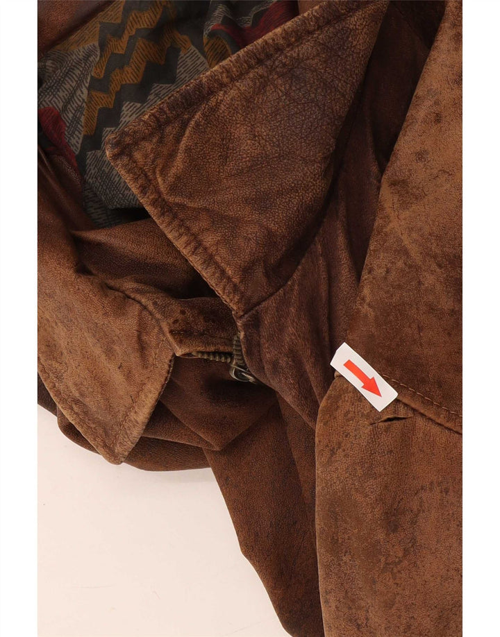 Vintage chaqueta de cuero para hombre Reino Unido 44 2XL cuero marrón