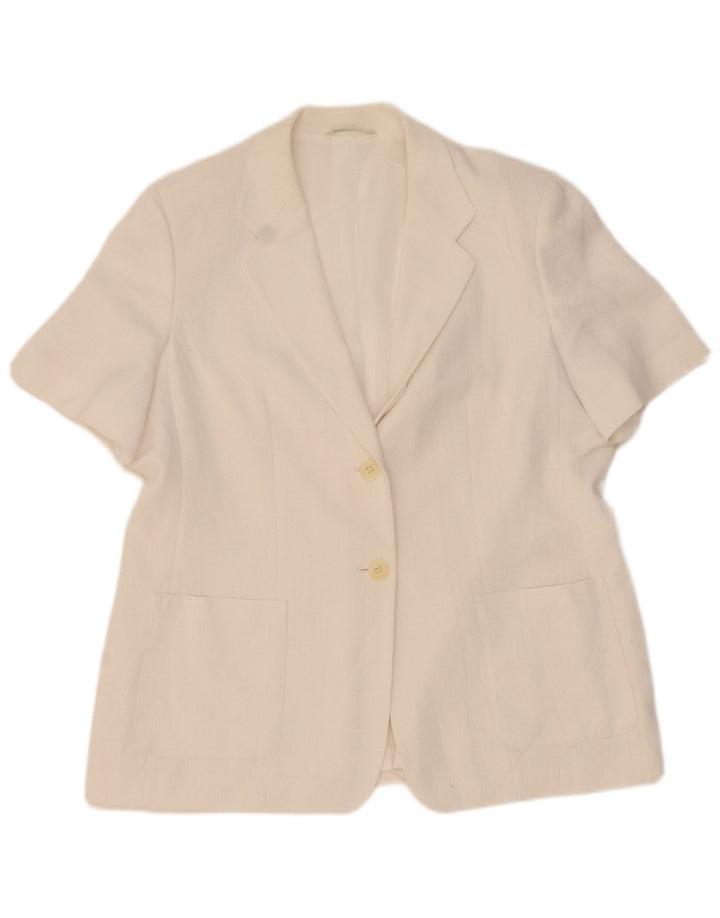 Marks & Spencer Chaqueta Blazer de Manga Corta con 2 Botones para Mujer UK 20 2XL Blanco