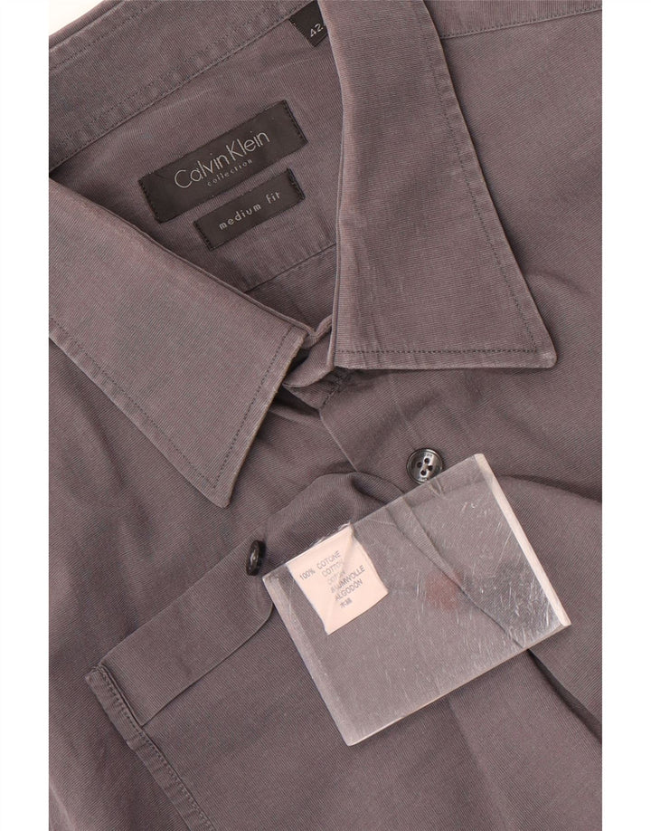 Camisa CALVIN KLEIN Hombre Talla 42 Grande Gris Algodón