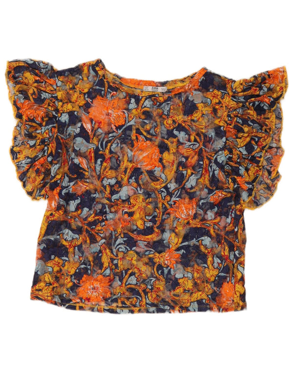 Zara Blusa Transparente para Mujer Top UK 10 Small Multicolor Floral