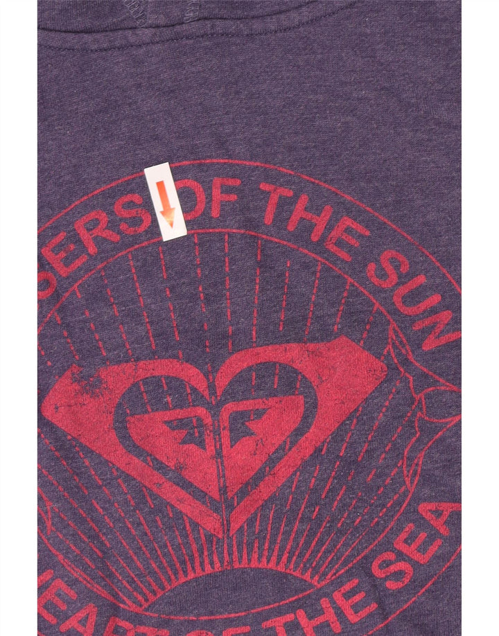 Jersey Con Capucha Gráfica De Algodón Morado Medio Mujer Roxy