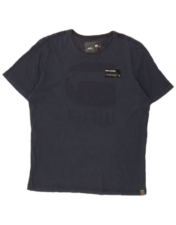 G-Star Hombre Camiseta Gráfica Top Grande Azul Marino Algodón