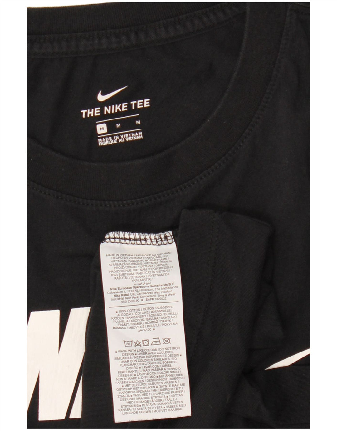 NIKE Camiseta gráfica para mujer, talla 40, talla mediana, algodón negro