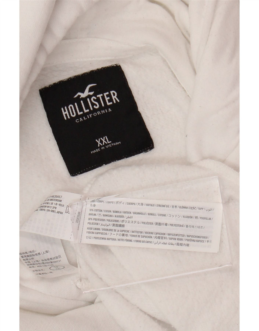 HOLLISTER Jersey con capucha gráfica para hombre 2XL Algodón blanco
