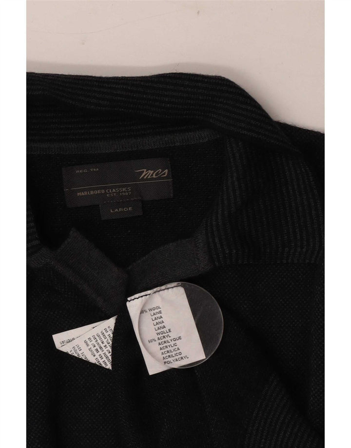 Marlboro Classics Mens Polo Neck Jumper Suéter Grande Gris Lana
