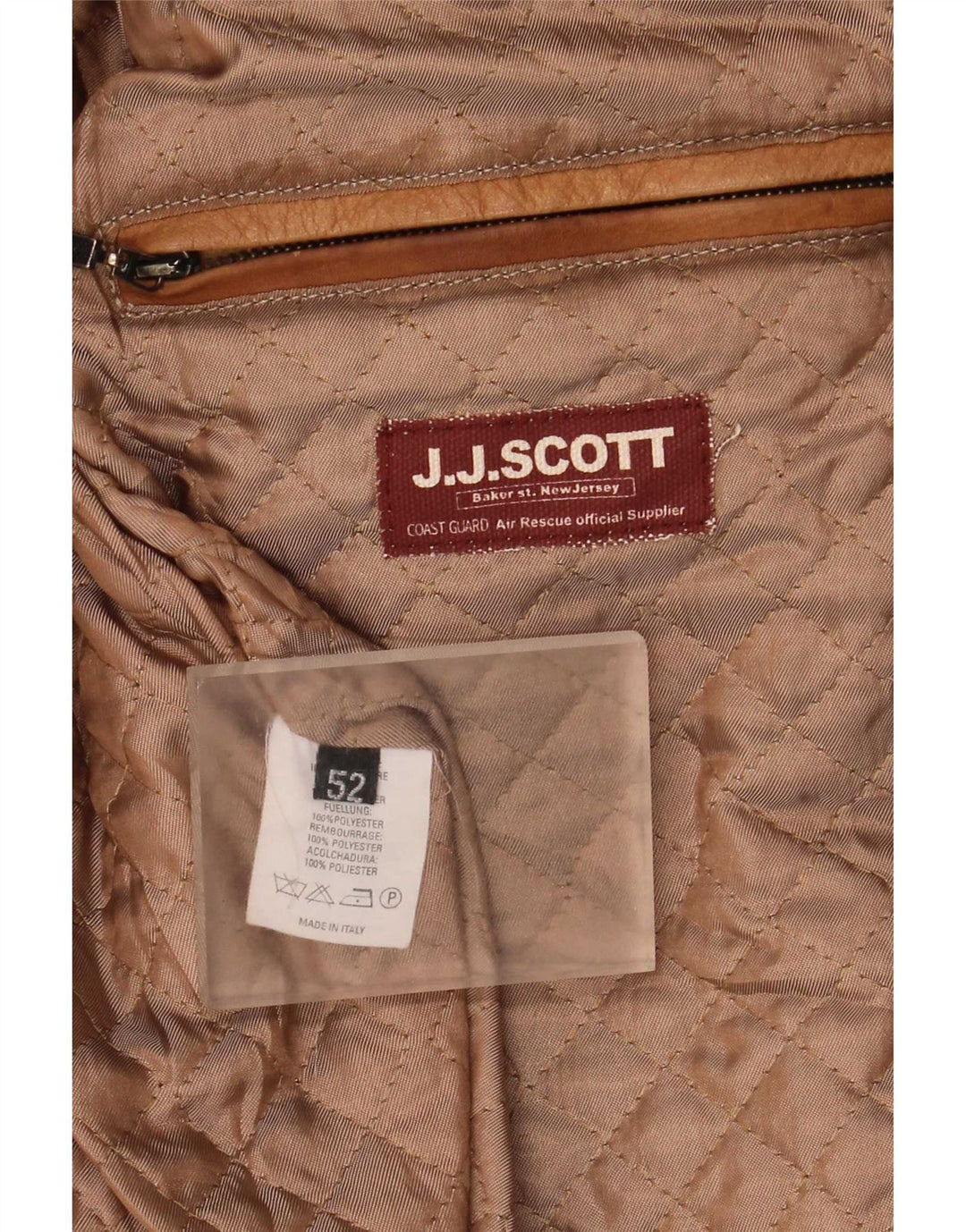 J.J.Scott Chaqueta de cuero para hombre IT 52 XL Beige