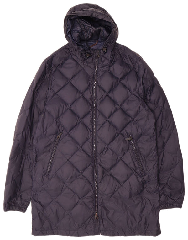 MASSIMO DUTTI Abrigo acolchado con capucha para mujer UK 46 Large Poliamida azul marino