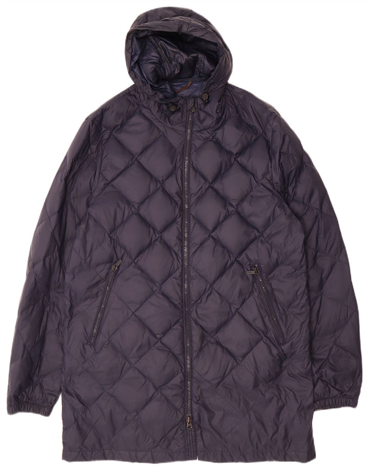 MASSIMO DUTTI Abrigo acolchado con capucha para mujer UK 46 Large Poliamida azul marino