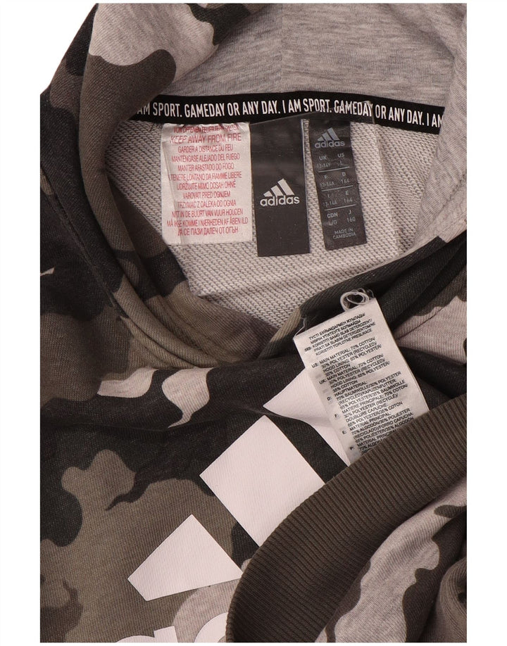 ADIDAS Sudadera con capucha gráfica para niños 13-14 años Algodón de camuflaje marrón