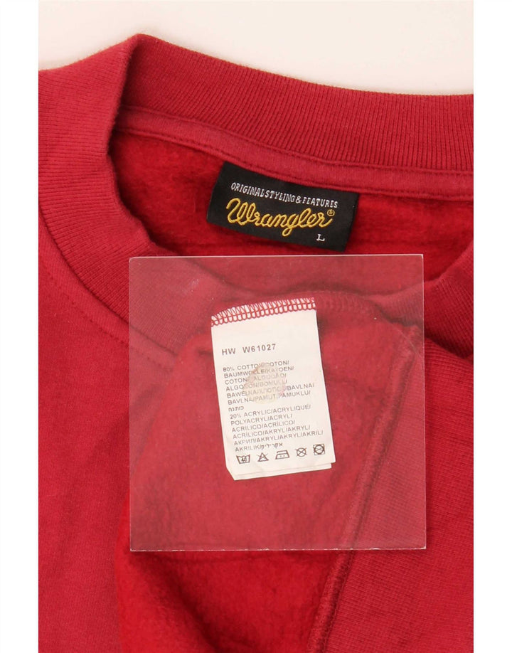 Wrangler Hombre Sudadera Jumper Large Rojo Algodón
