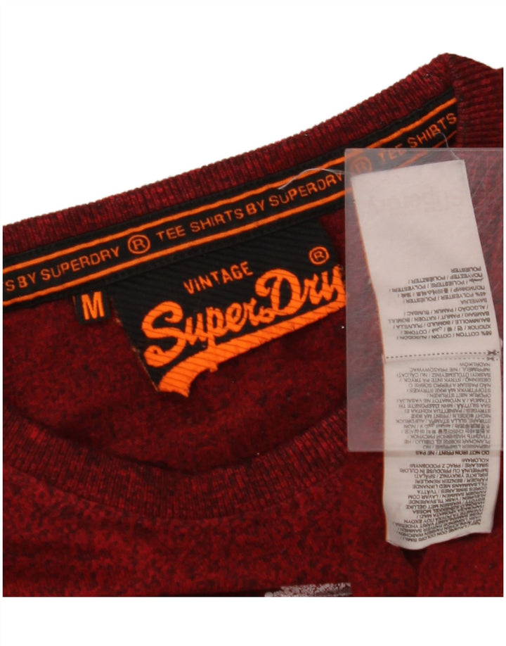SUPERDRY Camiseta gráfica para hombre Top mediano de algodón rojo