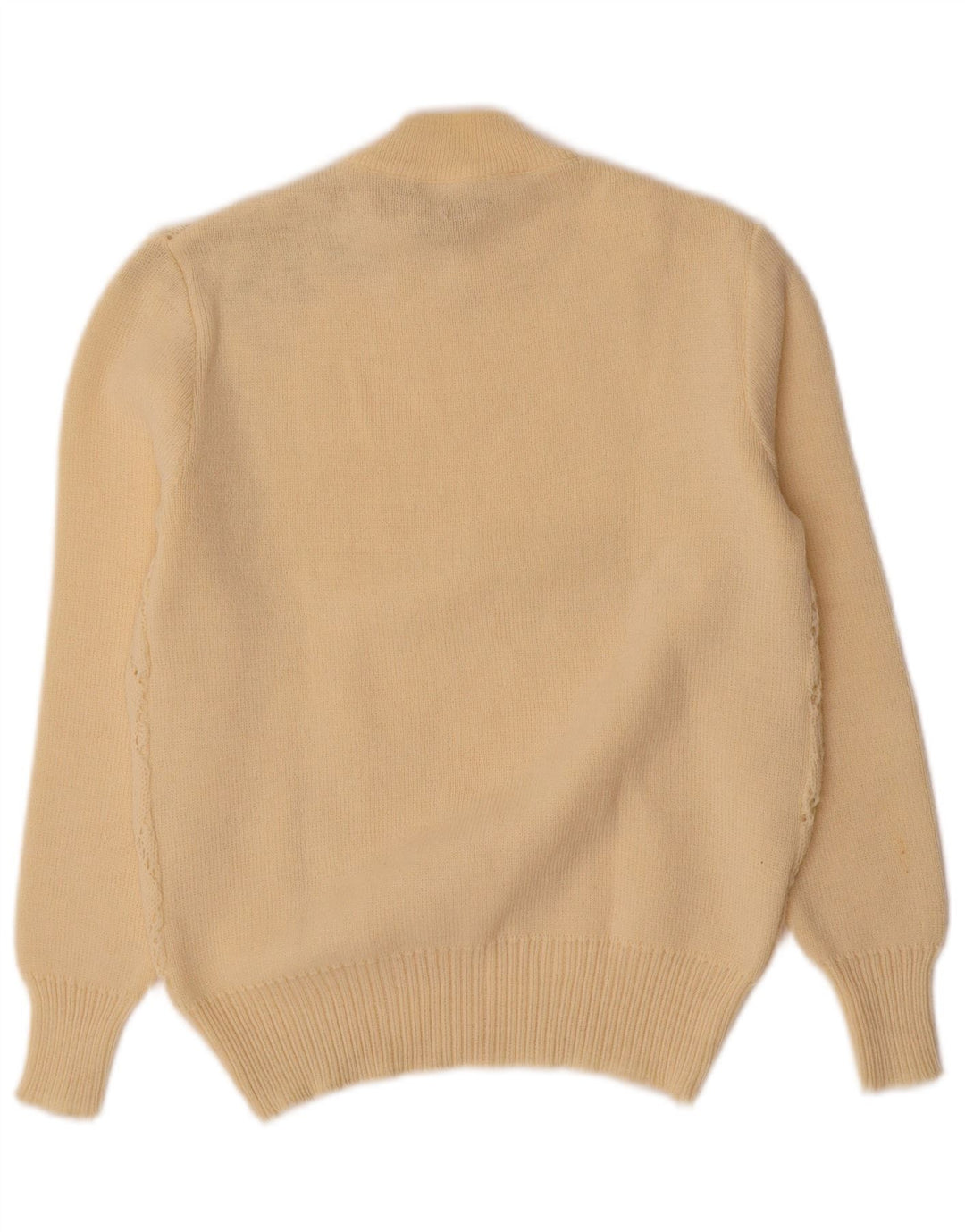 VINTAGE Mujer Cuello Tortuga Jersey Suéter Reino Unido 10 Pequeño Blanco Apagado