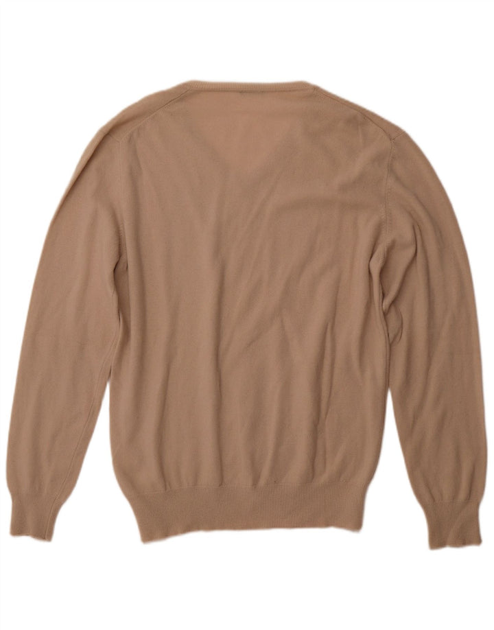 BENETTON Jersey con Cuello en V para Hombre XL Lana Beige