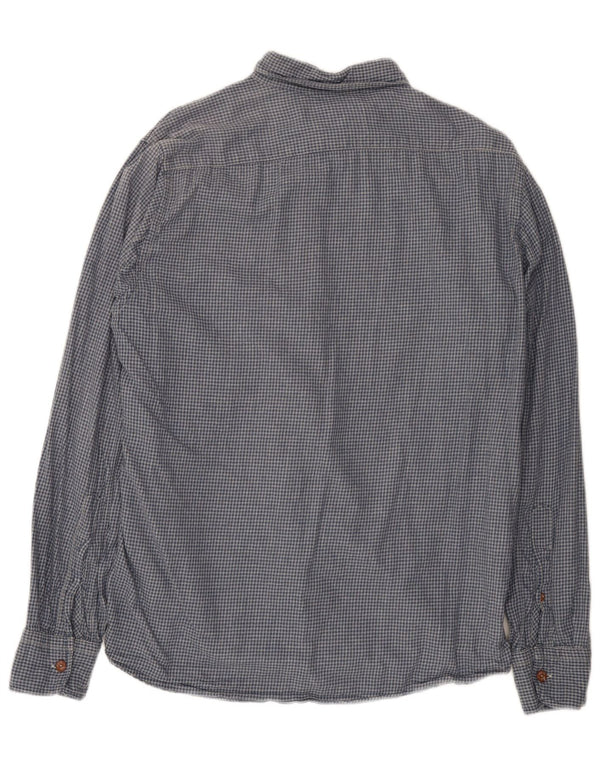 Camisa de franela para hombre Replay de algodón a cuadros azul grande