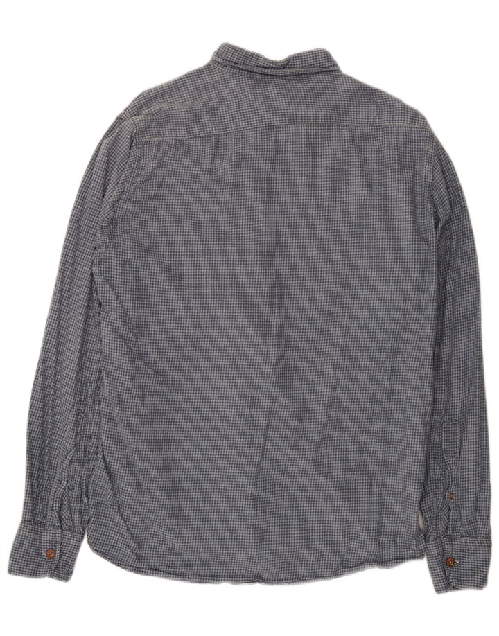 Camisa de franela para hombre Replay de algodón a cuadros azul grande