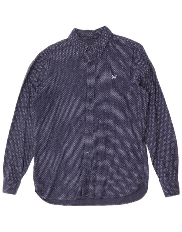 Crew Clothing Camisa ajustada para hombre Algodón con lunares azul marino mediano