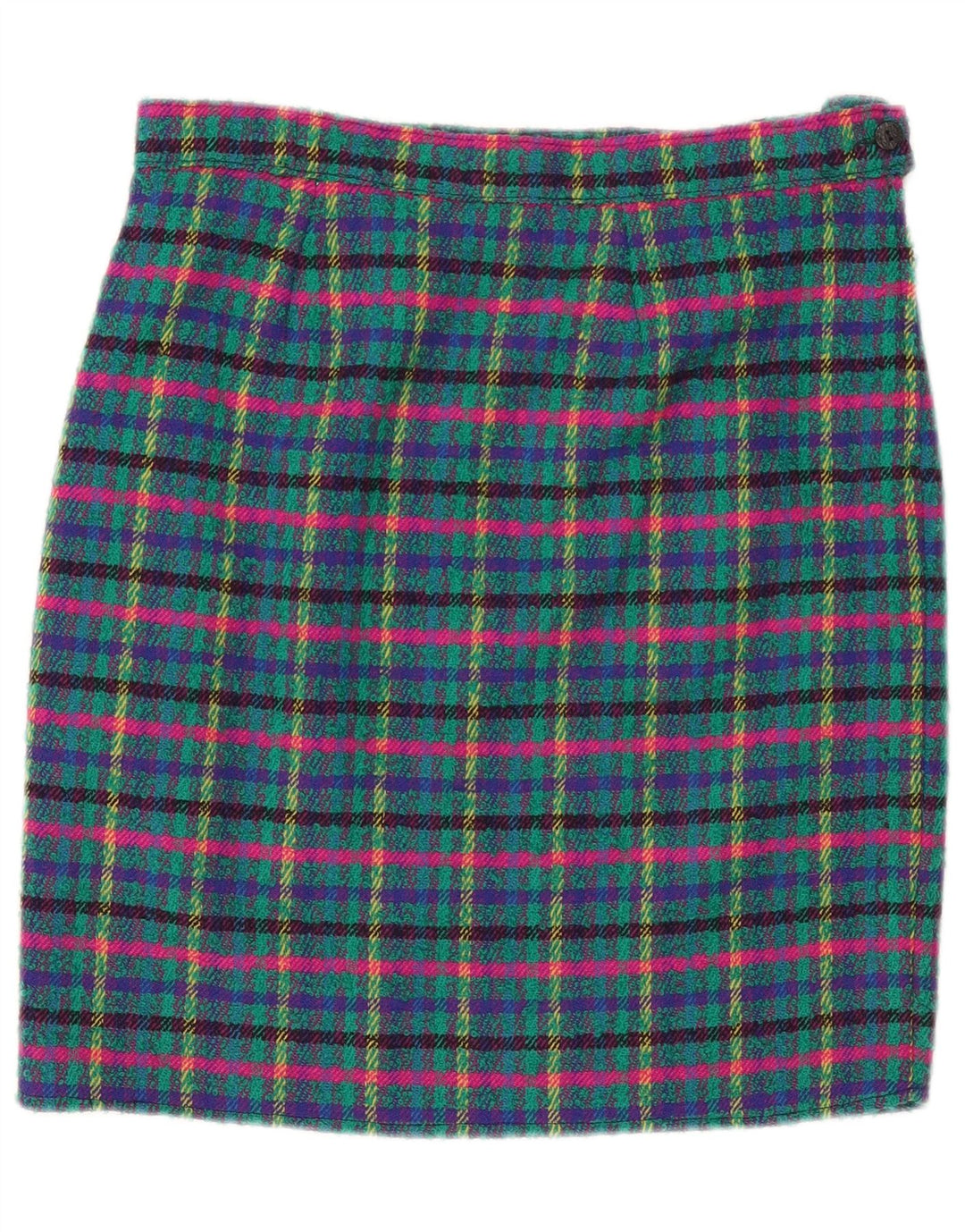 Falda lápiz vintage para mujer mediana W30 cuadros azules