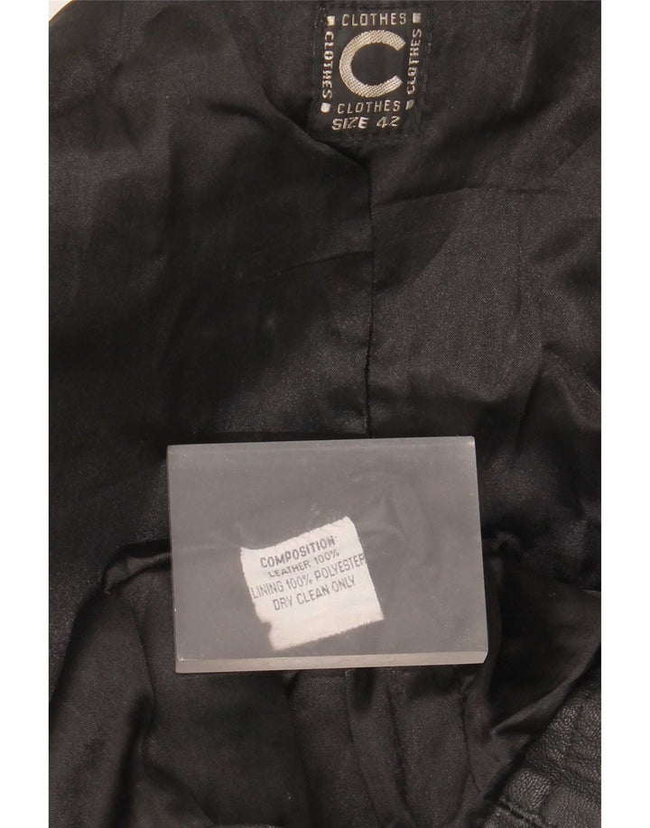 Abrigo de cuero vintage para mujer IT 42 Medio Negro