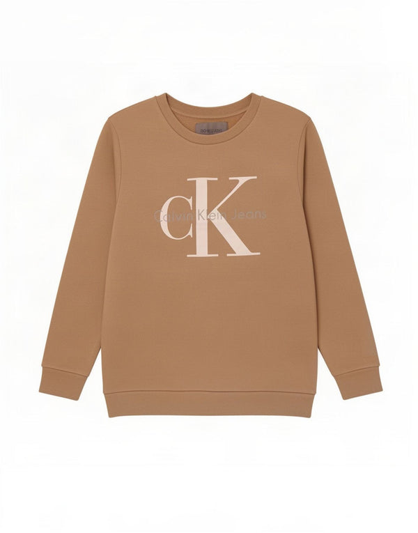 Calvin Klein Jeans Sudadera gráfica para mujer Jumper UK 10 Small Beige