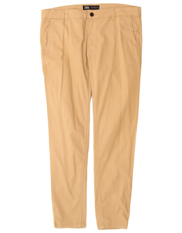 Zara Mens Slim Chino Pantalones EU 46 XL W36 L30 Algodón Beige