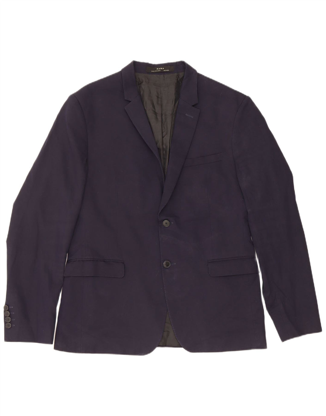 Zara Chaqueta tipo blazer de 2 botones para hombre EU 52 Large Viscosa azul marino