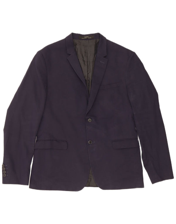 Zara Chaqueta tipo blazer de 2 botones para hombre EU 52 Large Viscosa azul marino