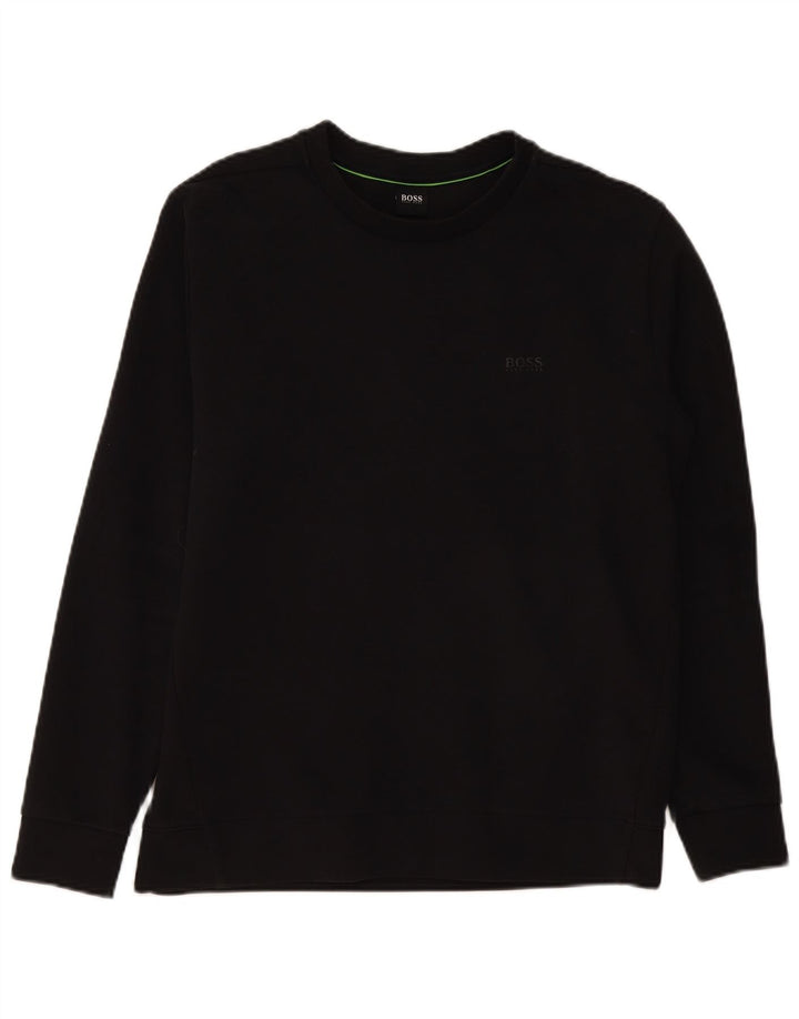 Hugo Boss Hombre Sudadera Jumper Grande Poliéster Negro