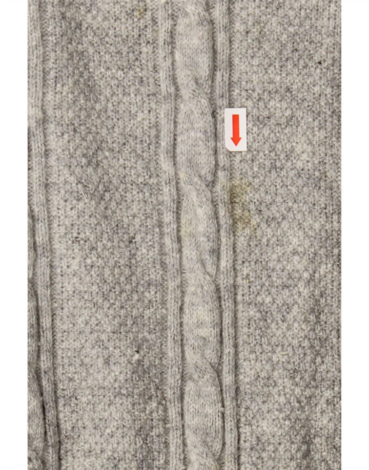 Crew Clothing Suéter tipo jersey con cuello y cremallera para hombre, lana de cordero gris grande