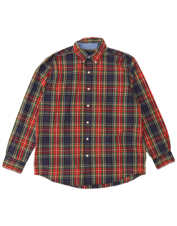 Chaps Camisa para hombre grande de algodón a cuadros multicolor