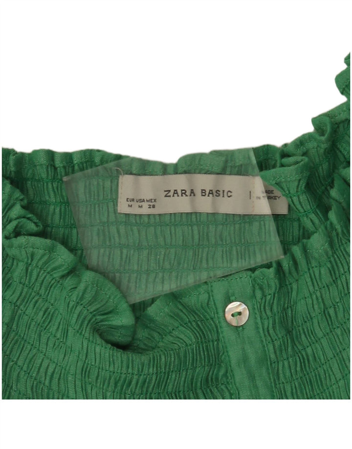 Zara Mujer Blusa Con Hombros Descubiertos UK 44 Verde Medio