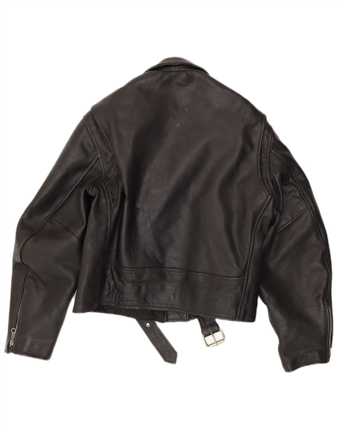 Vintage mujer cuero biker chaqueta Reino Unido 16 cuero negro grande