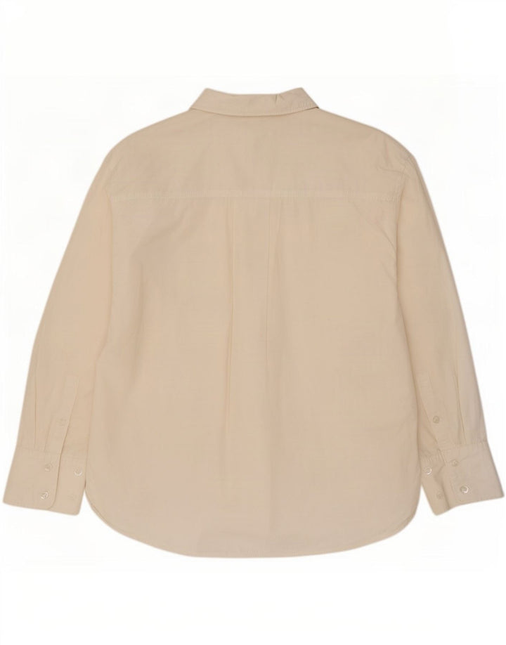 Zara Mujer Camisa Extragrande UK 44 Mediana Algodón Blanco