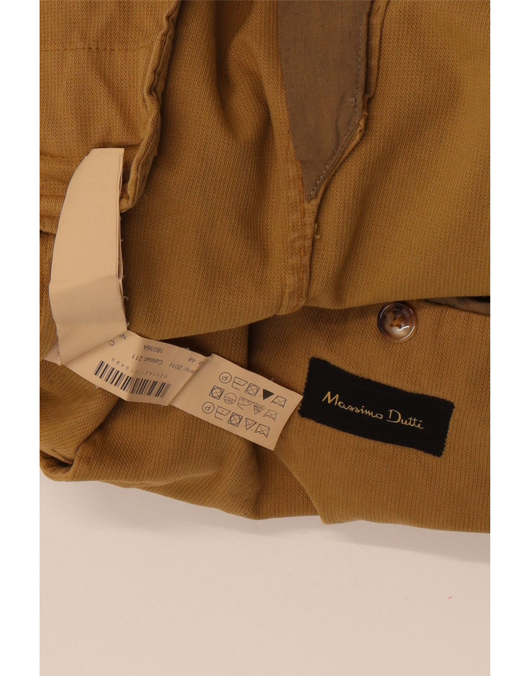 Massimo Dutti Chaqueta Blazer de 2 Botones para Hombre EU 48 Algodón Caqui Medio