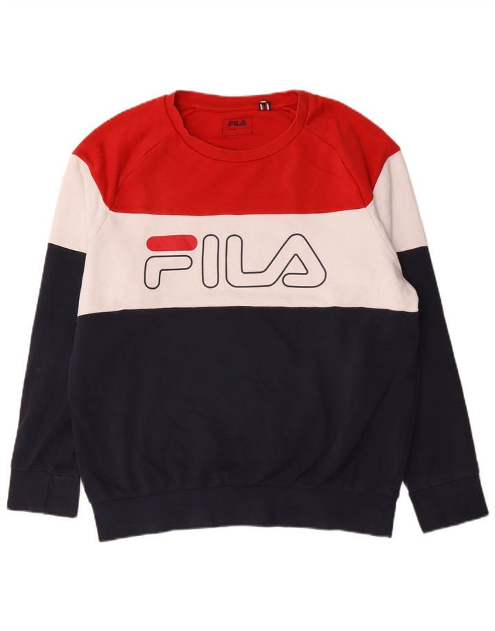 Fila Hombre Graphic Sudadera Jumper Large Multicolor Colorblock Algodón